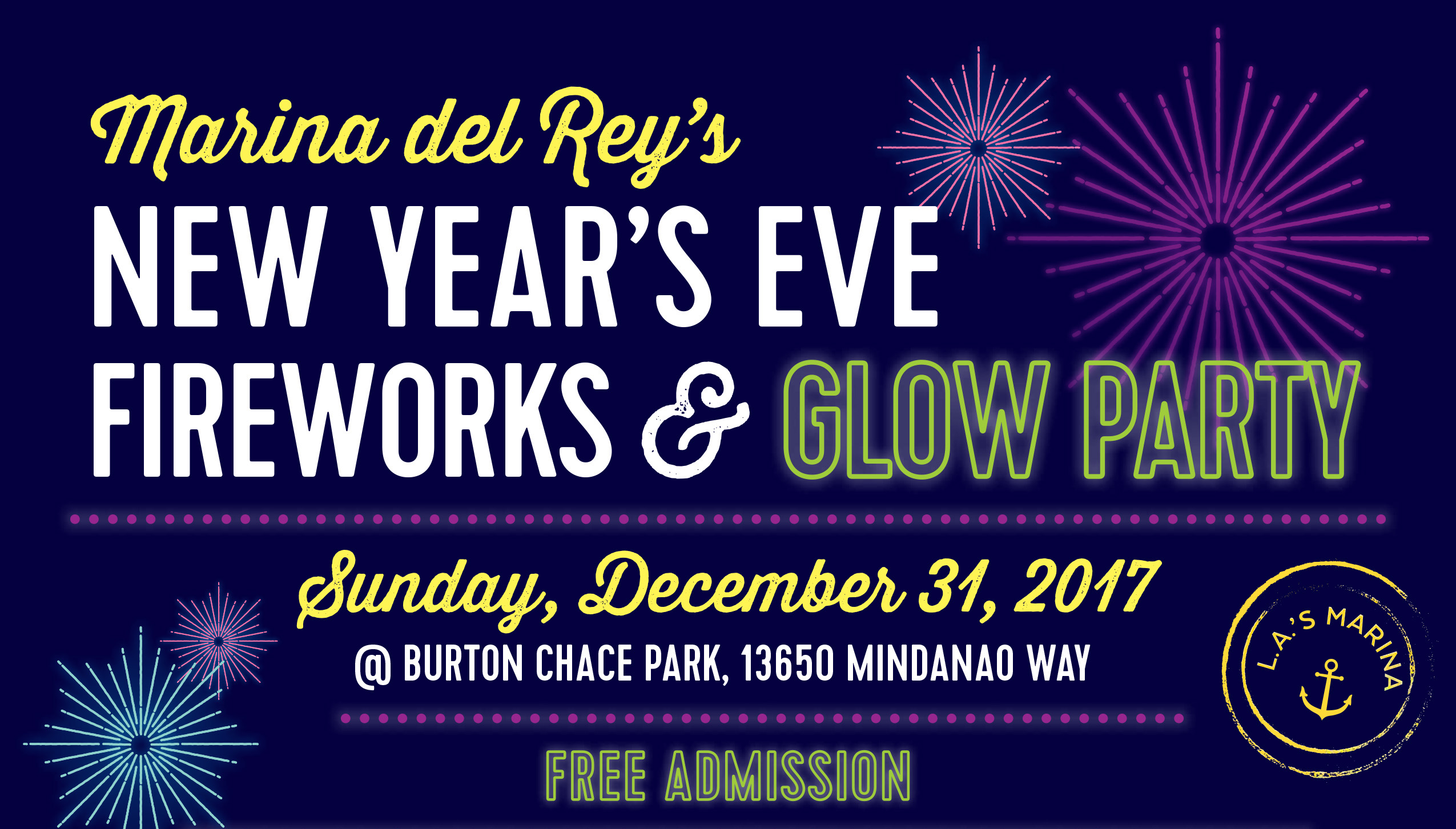 Marina del Rey New Year’s Eve Fireworks & Glow Party Beaches & Harbors