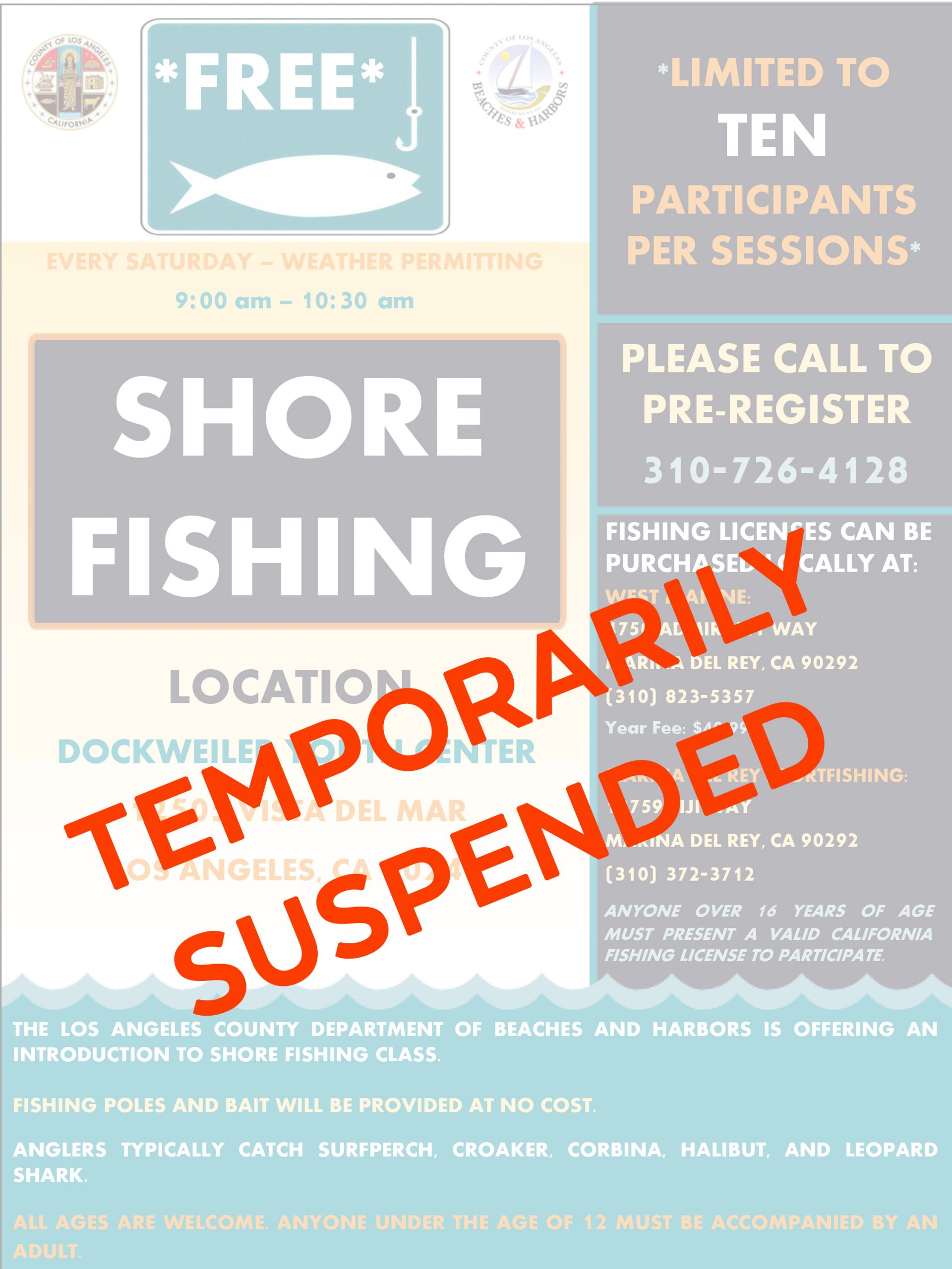 Shore Fishing TEMPORARILY SUSPENDED