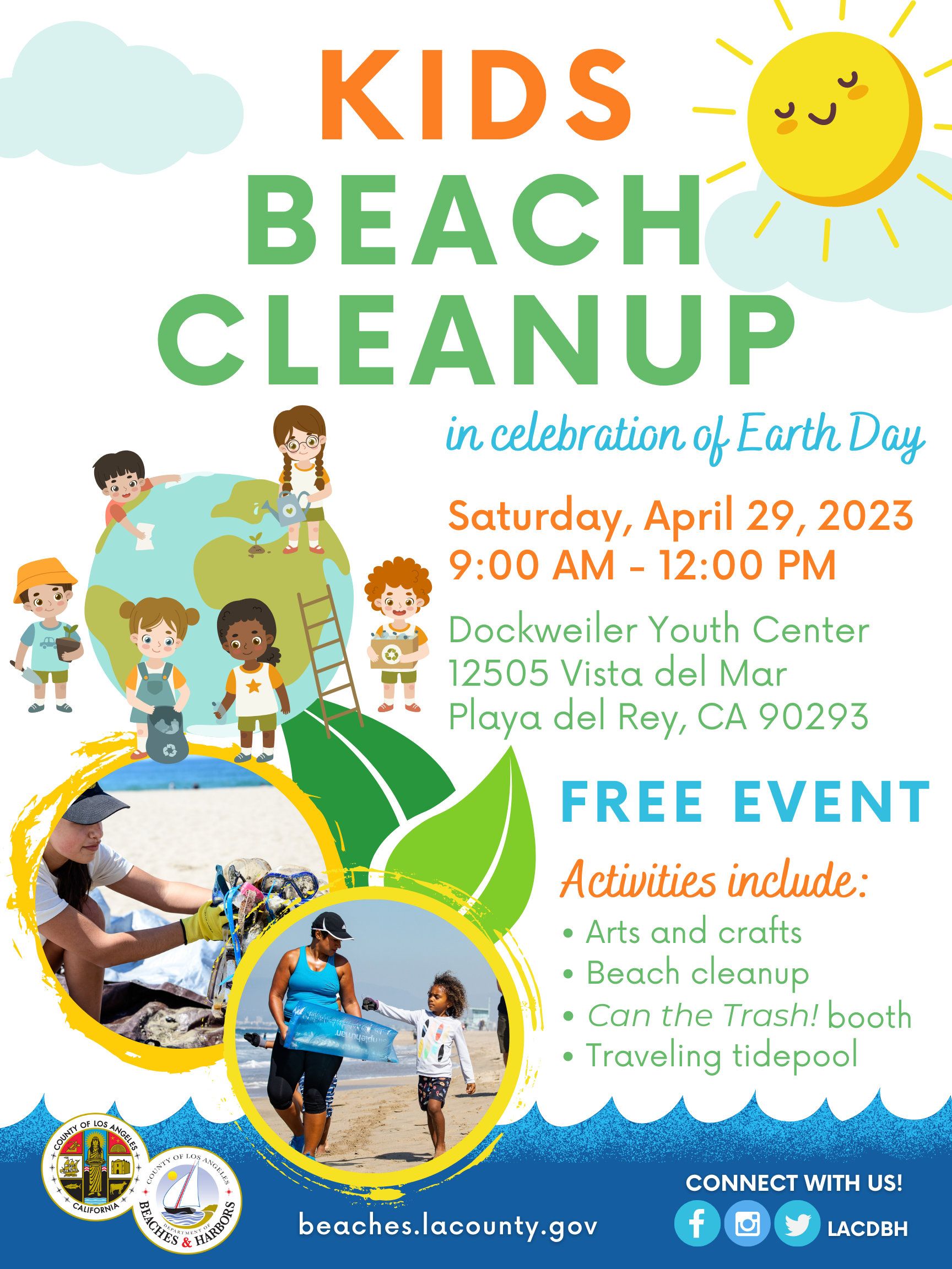 2023 Kids Beach Cleanup Event Flier