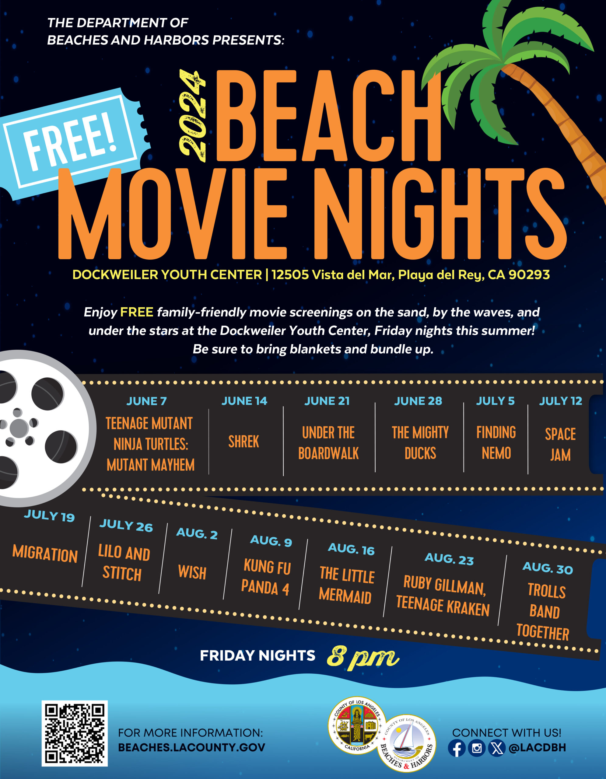 2024 DBH Beach Movie Nights Flyer