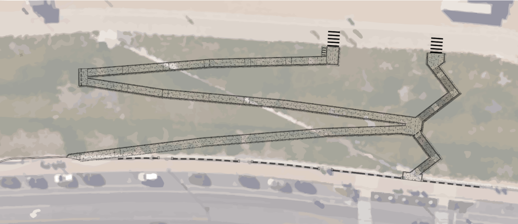 Rendering of proposed Avenue A access ramp and stairway redesign