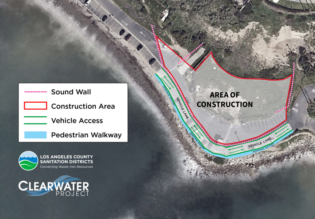 Diagram of construction area for Clearwater Project at White Point/Royal Palms beach.