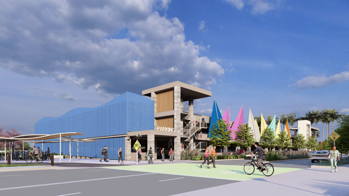 Rendering of planned parking garage at Marina del Rey Lot 4