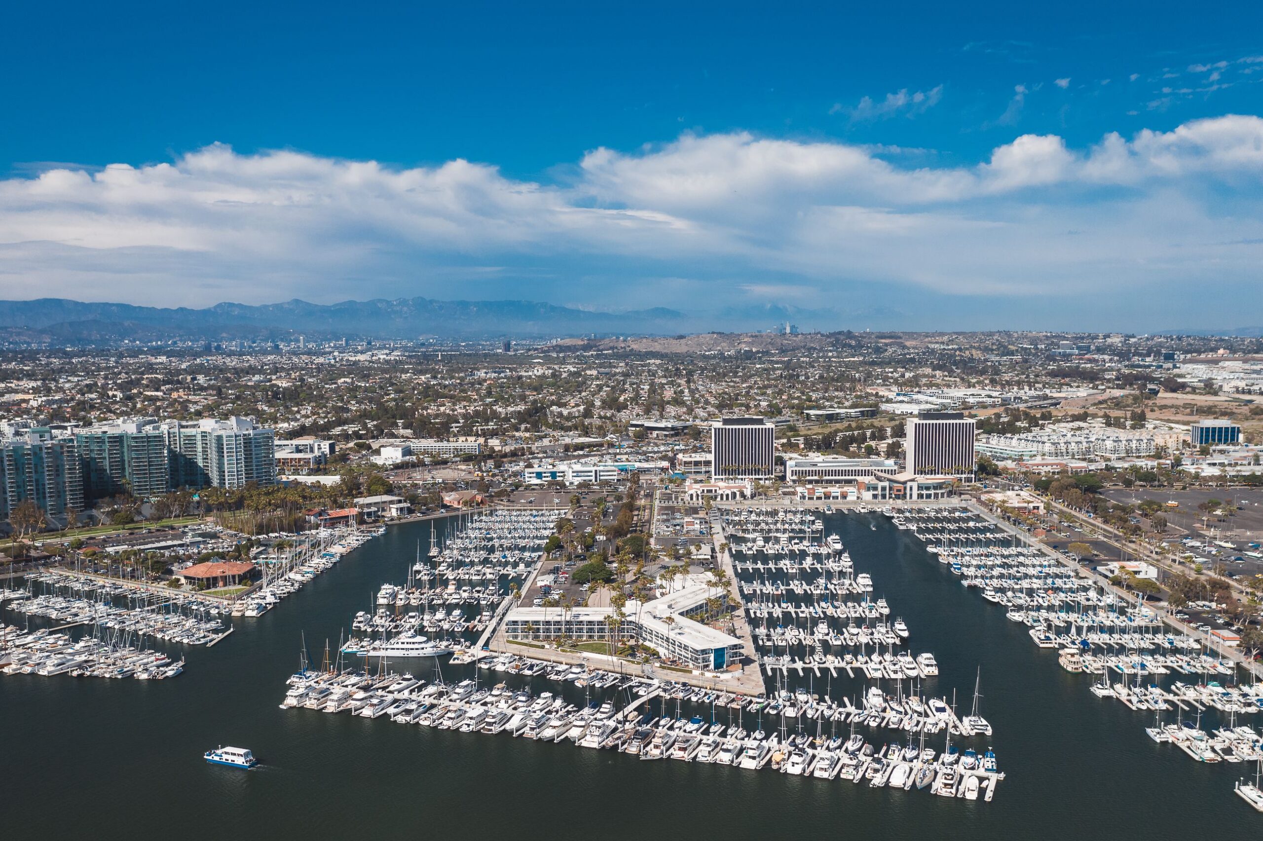 Drone view of Marina del Rey