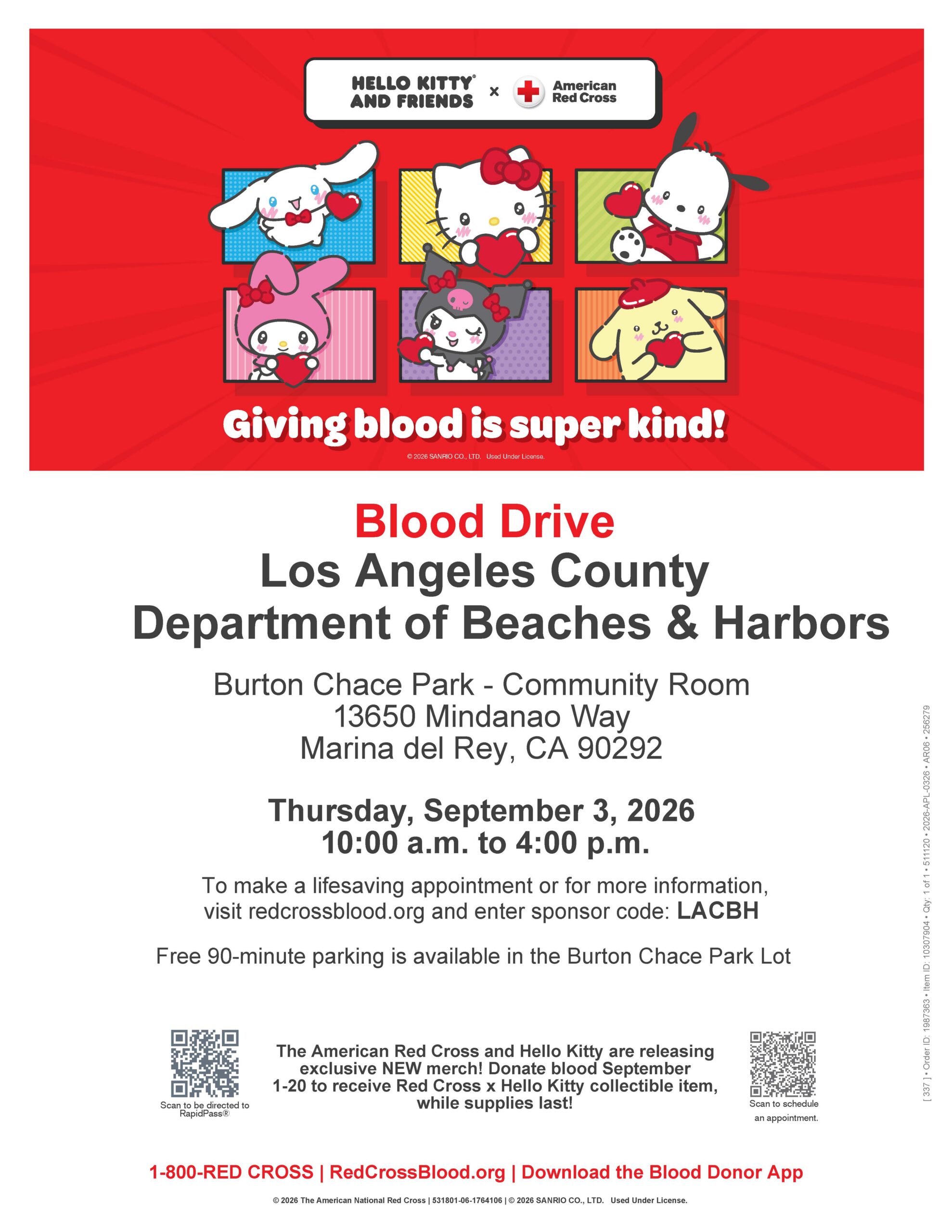 Blood Drive in Marina del Rey | Thursday, September 3, 2026